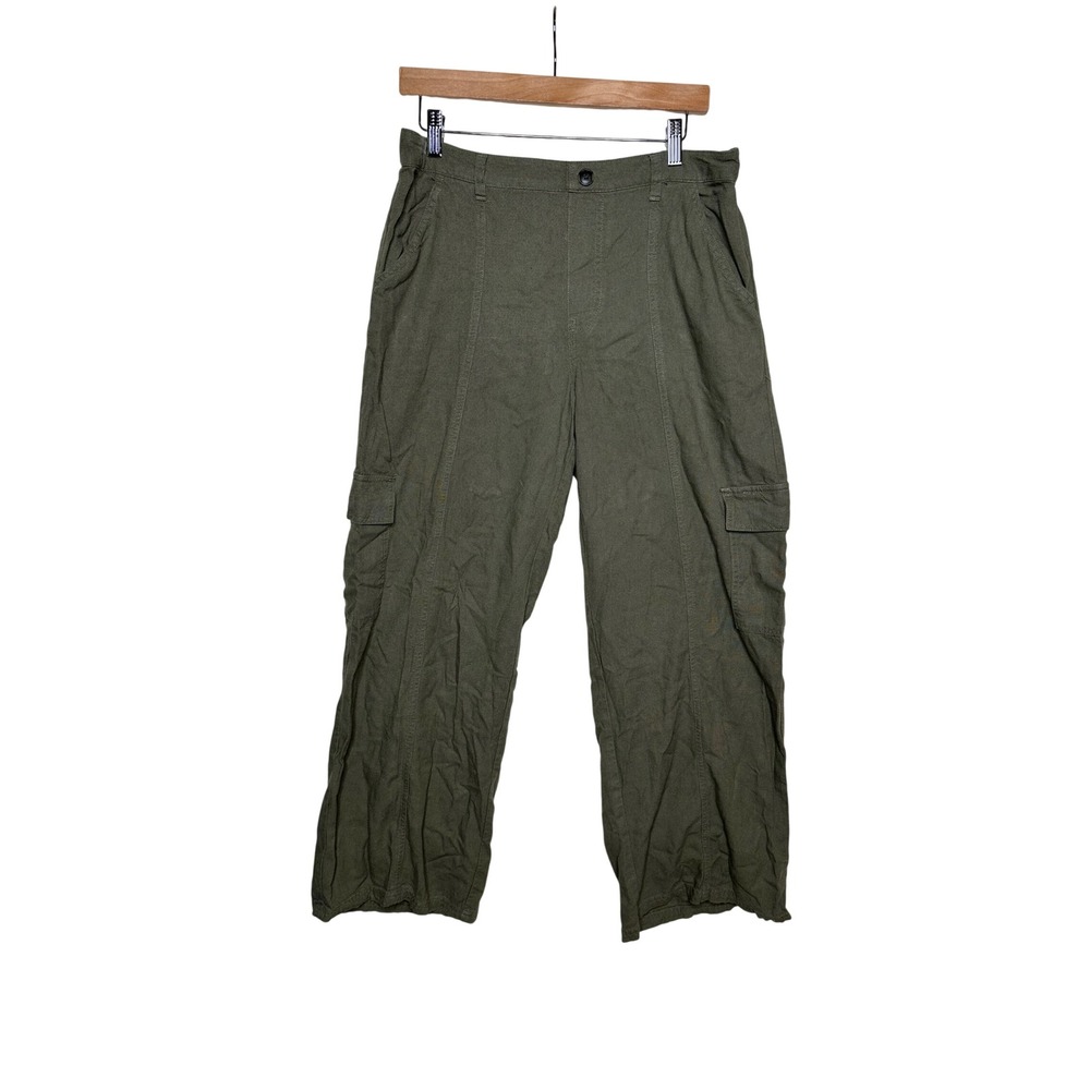 Sincerely Jules Women's Linen Blend High Waist Pants size Large Green